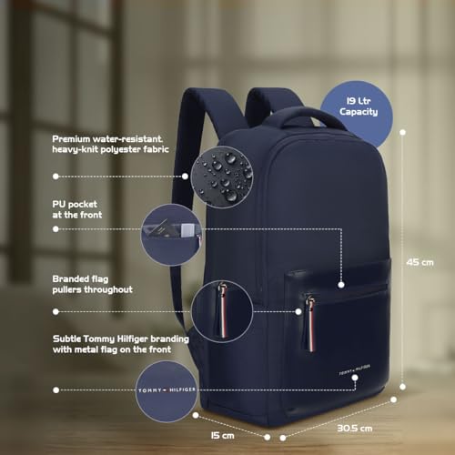 Image of Tommy Hilfiger Unisex Laptop Backpack Altus Plus | 19L - Water-Resistant & Stylish for Daily Use & Travel