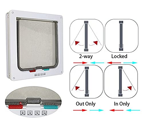 zalati Cat Flap Small Dog Door 4 Way Locking Interior Exterior Doors Weatherproof for Puppy and Kitties - L size - Image 2
