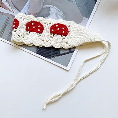 Hairband, Mushroom Pattern Hairband, Sweet Crochet Hair Band, Cute Headband Hair Accessories, Pastoral Style Girls Bandanas(White)