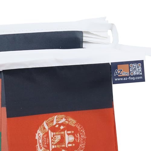 Image of AZ FLAG Afghanistan 6 meters BUNTING Flag 20 flags 9'' x 6'' - Afghan STRING flags 15 x 21 cm