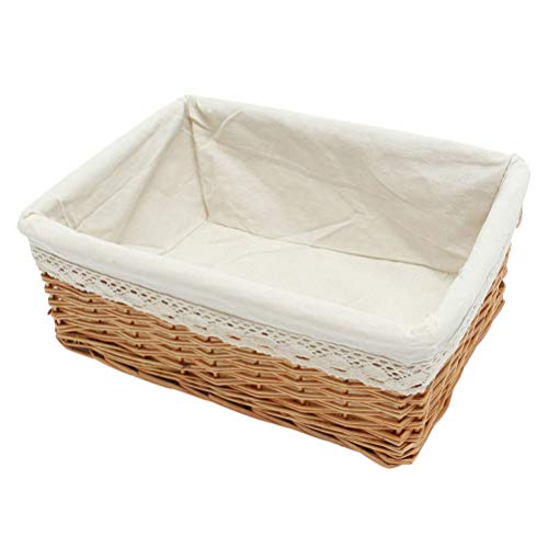 Angoily Panier De Rangement en Osier avec Doublure en Tissu Armure Organisateur Paniers De Rangement De Bureau Contenant des Articles Divers de Bureau Panier Bacs pour Salle De Bains