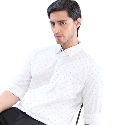 Image of Spykar Men's Slim Fit N /A Full Sleeve Printed Casual Shirts