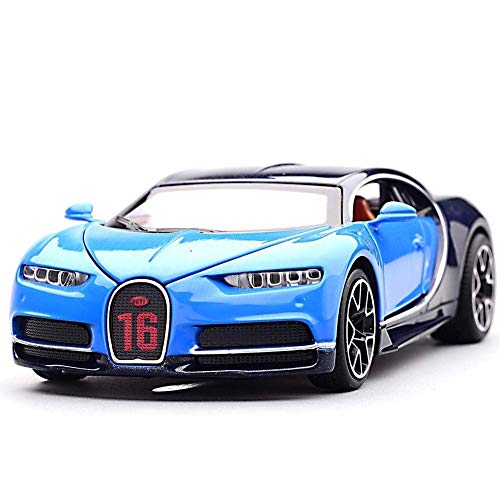 Image of 1:32 Scale Bugatti Chiron Metal Diecast Car for Kids, Unisex, 3+, 15 cm (L) x 6 cm (W) x 4 cm (H), Blue