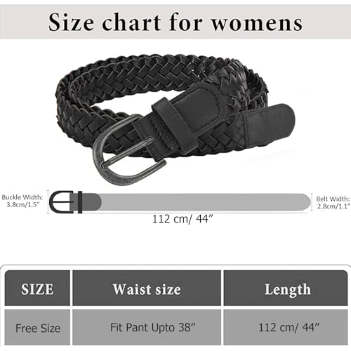Aakriti Women's Belt Skinny Casual PU Leather Belt For Jeans Pants For Women, Girls, Dress Jean Skirt Pant No Holes Free Size Braided Synthetic Leather Belt