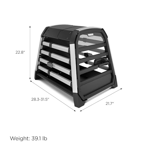 Thule Allax Hundebox, Transportbox Hund, Hundebox für Auto Black/Aluminum S