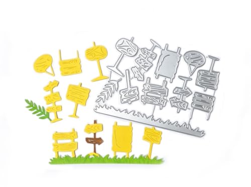 Board Grass Sign Metal Cutting Dies for Scrapbooking, Card & Album DIY Decor Cutting Die Clean Precise Cuts for scrapbooks, Greeting Cards Handmade Photo Albums (4.6x3.4in)