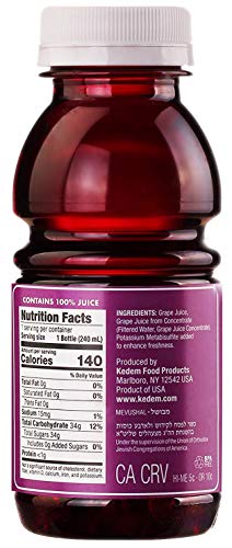 Kedem Grape Juice, 8oz BPA Free Plastic Bottle (12 Pack) Made With Concord Grapes, Certified Kosher