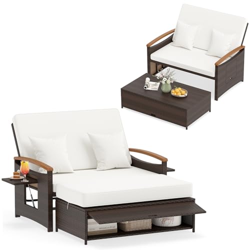 COSTWAY Tumbona Jardin de Ratan 2 Plazas