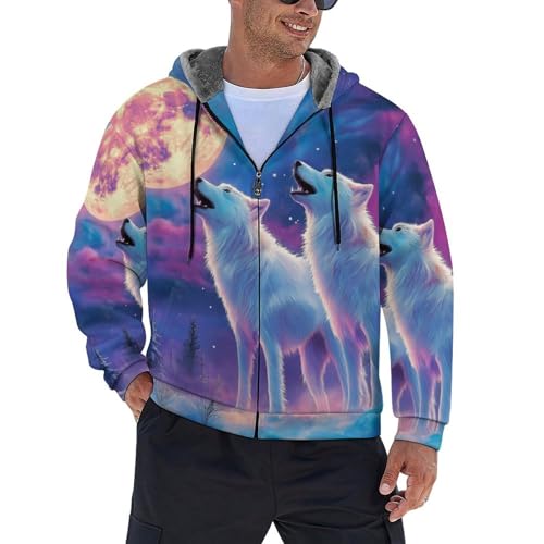 Sweat à capuche fantastique homme veste zippée loup pour le quotidien