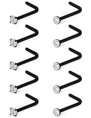 black,L-shaped nose studs