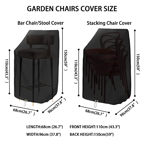 RICHIE Garden Stacking Chair Covers Waterproof, Garden Chair Covers for Stackable Chairs Windproof - Image 2