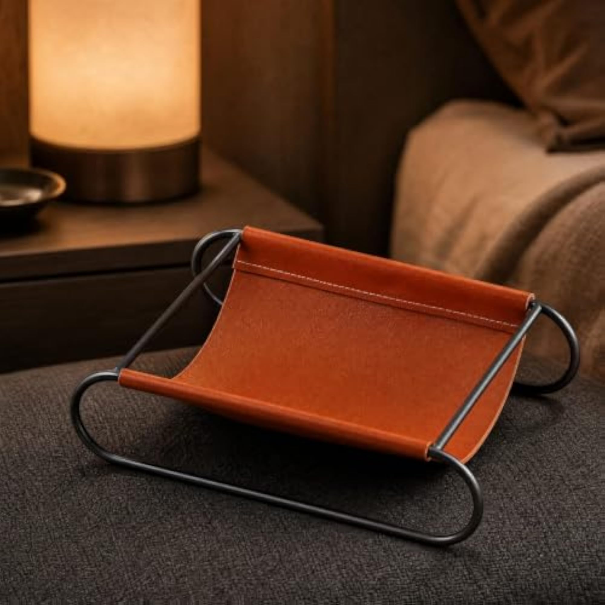 Versatile Rectangular Faux Leather Desk Tray, Long-Lasting