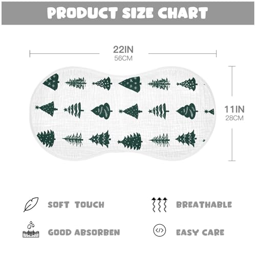 4 Pack Baby Burp Cloths, Soft Absorbent Burping Cloths for Babies, Cotton Milk Spit Up Rags, Large Size for Newborns, Baby Boys and Girls (Xmas Trees Set)4