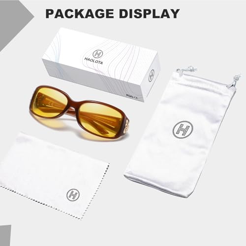 Image of HAOLOTA Night Vision Glasses for Driving Anti Glare, Polarized Nighttime Safety Glasses for Women Men UV400 Protection
