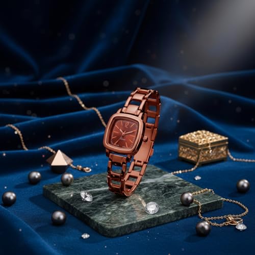 Image of Watches for Women, Luxury Square Small Face Ultra Slim Ladies Watches, Classic Steel Analog Quartz Womens Watch