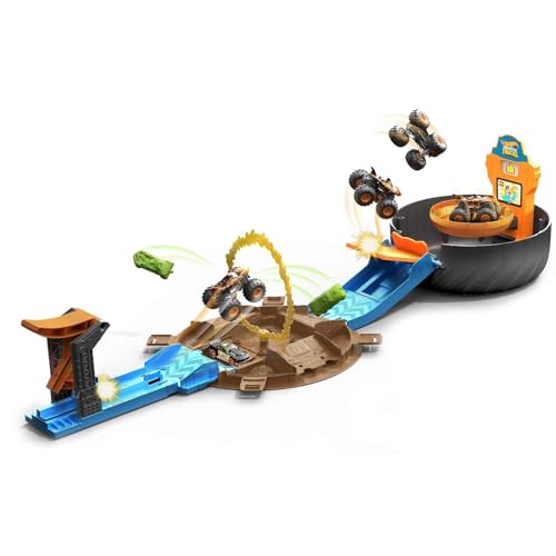 Hot Wheels Monster Truck Coffret Arène Roue avec Lanceur Petite Voiture et véhicule aux Roues géantes Jouet pour Enfant GVK48 - vue 4