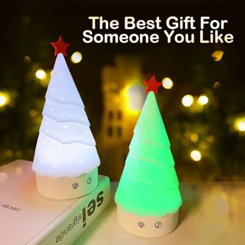 Image of Desidiya Christmas Snow Tree Silicone LED Night Light - Rechargeable Festive Decor for Kids' Bedrooms & Gift Ideas