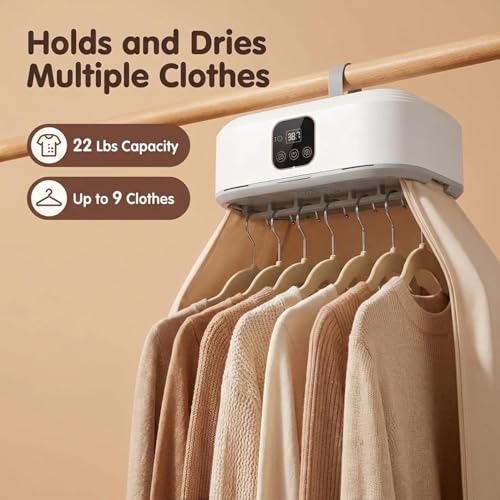 Image of Portable Electric Clothes Dryer with Digital Display | Fast Drying Machine for Clothes, Baby Wear & Towels - Compact Foldable Dryer for Home, Travel & Rainy Season Use