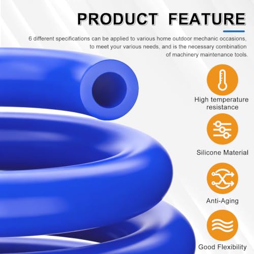 Image of Tnisesm 170Pcs Vacuum Line Kit, 10Ft Blue Vacuum Hose Automotive with Vacuum Line Connectors& Clamps, High Performance Silicone Hose line Kit for Variety Car Piping System Replacement Vacuum Hoses