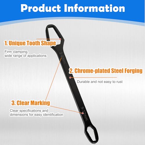 Steel Double Universal Wrench With High Hardness Self Tightening Mechanism, Black Chrome Vanadium Steel Basic Tool, Hand Tools For Plumbing Repair And Maintenance, Reliable Versatile Tightening Wrench 4 Steel Double Universal Wrench With High Hardness Self Tightening Mechanism, Black Chrome Vanadium Steel Basic Tool, Hand Tools For Plumbing Repair And Maintenance, Reliable Versatile Tightening Wrench - Image 4