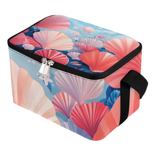 GzLeyigou Lunch Bags for Women Men 9 Cans,Ocean Shell Hot & Cold Food Delivery Bag Insulated Grocery Bag Insulated Lunch Box Pinks Shell Cooler Bag for Office Work Picnic Beach