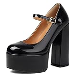 Elegante look laccato: la plateau lack Mary Jane da donna punteggia con una finitura lucida che valorizza qualsiasi outfit, perfetta per uno stile elegante o insolito.
