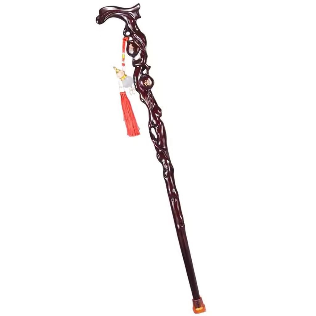 Gehstock-Sitz Aus Massivem Holz Geschnitzter, Robuster Spazierstock, Gehhilfe Für Draußen Für Senioren, Schön Geschnitzter Geburtstags Handstock, Handarbeit(B,Use Height 165-170cm)