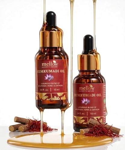 Image of Mellow Kumkumadi Oil for Face, Ayurvedic Kumkumadi Tailam Face Oil, Glow Serum with 22-Herb Blend with Saffron | Reduces Pigmentation & Fine Lines | Nourishment & Hydration | Chemical-Free Skincare