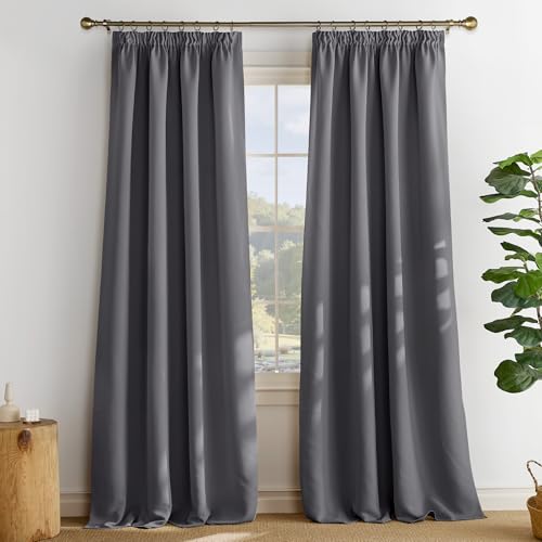 Miniatura 2 de Pony Dance Cortinas Salon Termicas Aislantes Frio Y Calor 140x245 Cm Cortinas Opacas Para Dormitorio Blackout Para Riel Grises 2 Piezas