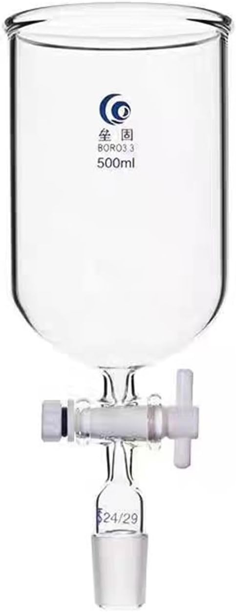 1Pcs Clear 50ml to 1000ml Glass Cylindrical Feed Funnel with PTFE Piston 19#24# Frosted Standard Joint for lab Teaching Tools(500mm Joint No.24)