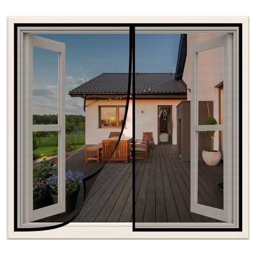 Insect Protection Roller Blind for Windows 55x80cm Insect Protection Balcony Door Magnetic Fly Curtain Without Drilling for Living Room and Sliding Door,Black