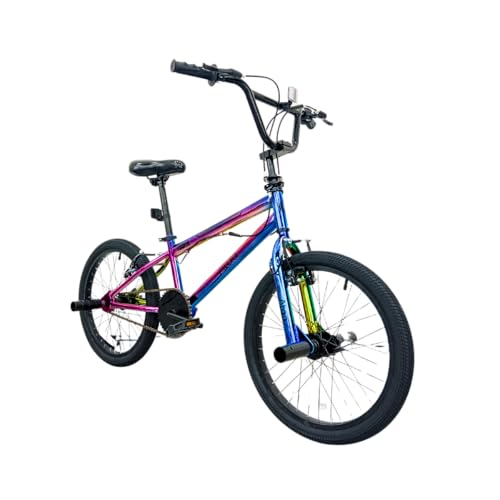 ATAA Bicicleta BMX para niños de 20 Pulgadas Color neón Freestyle con Doble Freno y estribos Delanteros y Traseros Hit
