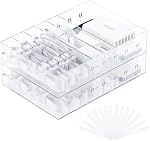 FRETONBA 2Pcs Cable Charger Organizer Box, Grandes Cordes Organisateur de stockage avec Compartiments réglables et fils, organisateur de cordon empilable pour tiroir - Effacer