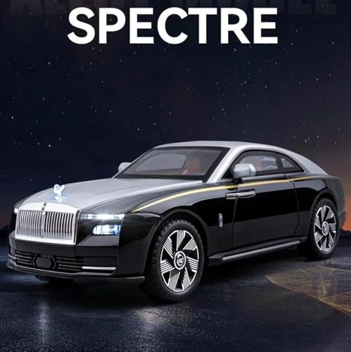 Image of 1:24 Big Rolls Royce Spectre Toy Car Metal Pull Back Diecast Car With Openable Door And Sound Light, Gifts Toys For Kids, Black