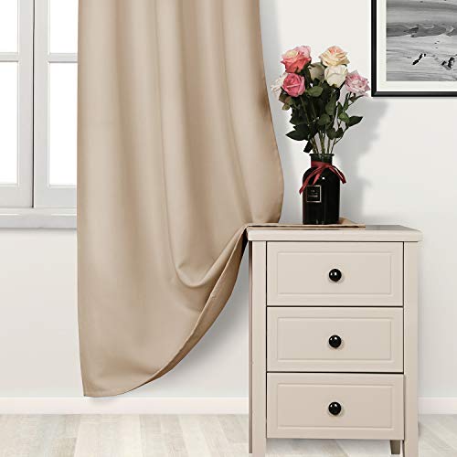 Image of DWCN Beige Blackout Curtains Room Darkening Grommet Thermal Insulated Light Blocking W 38 x L 63 Inch Length Curtain Panels for Bedroom Living Room, Set of 2 Thick Panels