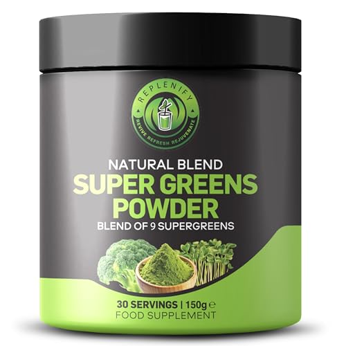 Replenify Super Greens Powder – Natural Energy & Detox Blend with...