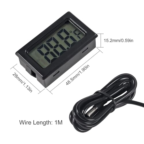 Image of SMIC Plastic Mini LCD Tpm-10 Digital Thermometer Sensor Wired For Room Temperaure /Fridges, Indoor Outdoor Portable Pocket LCD Electronic Temperature Meter (Black)