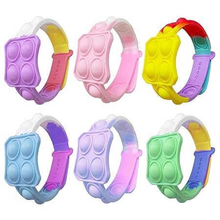 RAYSA Pop It Watch Band Fidget Sensory Toy, Stress Relieving Band, Wrist Bracelet for Kids and Adults - Perfect Birthday Return Gift, Pack of 6 (Each Band Size - 23 X 4 X 0.6 CM) Multicolor (B0D9CZJ2VS) Amazon Price History, Amazon Price Tracker