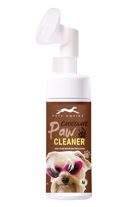 Pets Empire Paw Cleaner, Pet Foot Cleaning Foam Waterless Pet Shampoo with Silicone Brush for Dogs Cats Feet Cleaning 150 ml (Chocolate)