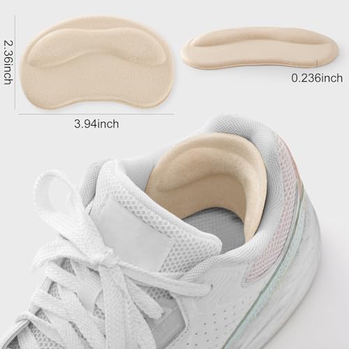 Image of Adhesive Back of Heel Cushion Pads, Heel Grips Inserts for Women Men, Prevent Heel Pain and Improve Shoe Fit, 2PCS-Beige+2PCS-Beige+2PCS-Beige