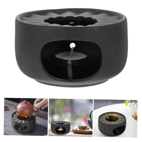 Base de calentamiento para estufa de té de cerámica estilo retro negro PRETYZOOM 3