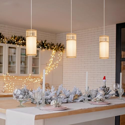 Lumivill PL_CL_1421N_ Bamboo Pendant Light - Mini Pendant Lights Bedroom - Natural Elegant Woven Pendant Light; Wood Pendant Light thumb #3