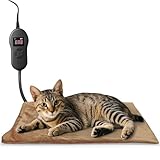 NAMOTEK Pet Heating Pad Adjustable Temperature with Timer, Waterproof Heated Mat with Chew Resistant Cord, Auto Power-Off Electric Indoor Pet Heat Pad for Dogs and Cats