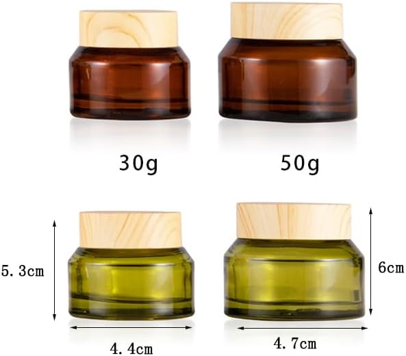 Miniatura 4 de Paquete de 4 frascos de vidrio vacíos de 1.76 oz para crema cosmética, contenedor de cosméticos portátil, recargable, tamaño de viaje, con tapas de
