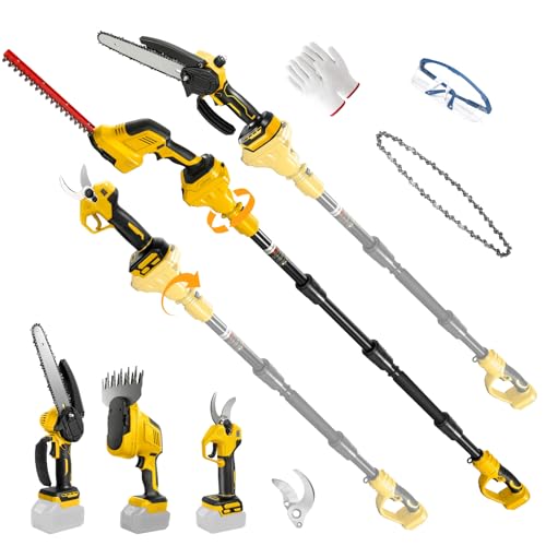 Akku-Teleskop-Kettensäge Heckenschere und Gartenschere Kombiset kompatibel mit Dewalt 20V Ausziehbares Baumbeschneidungs-Werkzeugset zum Schneiden von Ästen und Bäumen (ohne Akku)