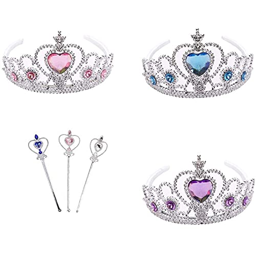 Wenosda Dress Up Tiara Crown Set Princess Costume Party Accessories for Kids/Girl/Toddler (Blue + pink + purple)
