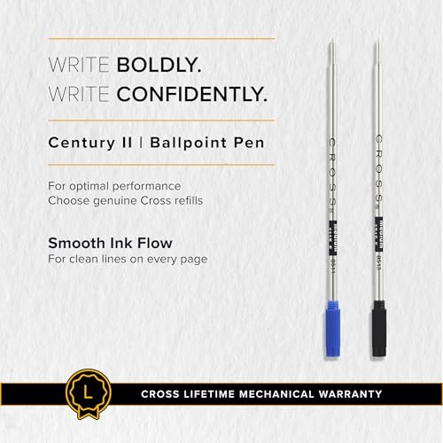 Image of Cross Century II Translucent Cobalt Blue Diamond Pattern with Chrome Appointments Refillable Ballpoint Pen - Medium Point, Black Ink, Luxury Gift Box