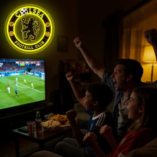 Image of Football Neon Sign for Wall Decor Soccer Neon Light for Man Cave | Dimmable Sport LED Light for Fan,Bedroom, Pub, Bar, Gift for Teams Supporters Football Enthusiasts Size 11.8*11.8 In