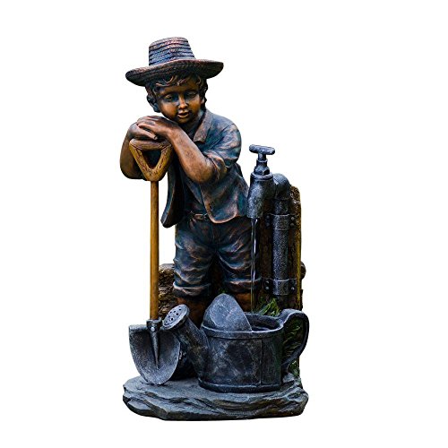 Jeco Polyresin and Fiberglass Boy with Bib Tap Water Fountain