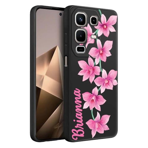 Image of Fashionury Back Cover Case for Infinix Note 50s 5G | Matte Soft Silicon Flexible | Camera Bump Protection | Customized Name with Your Phone Back Cover Black (Pattern 8)